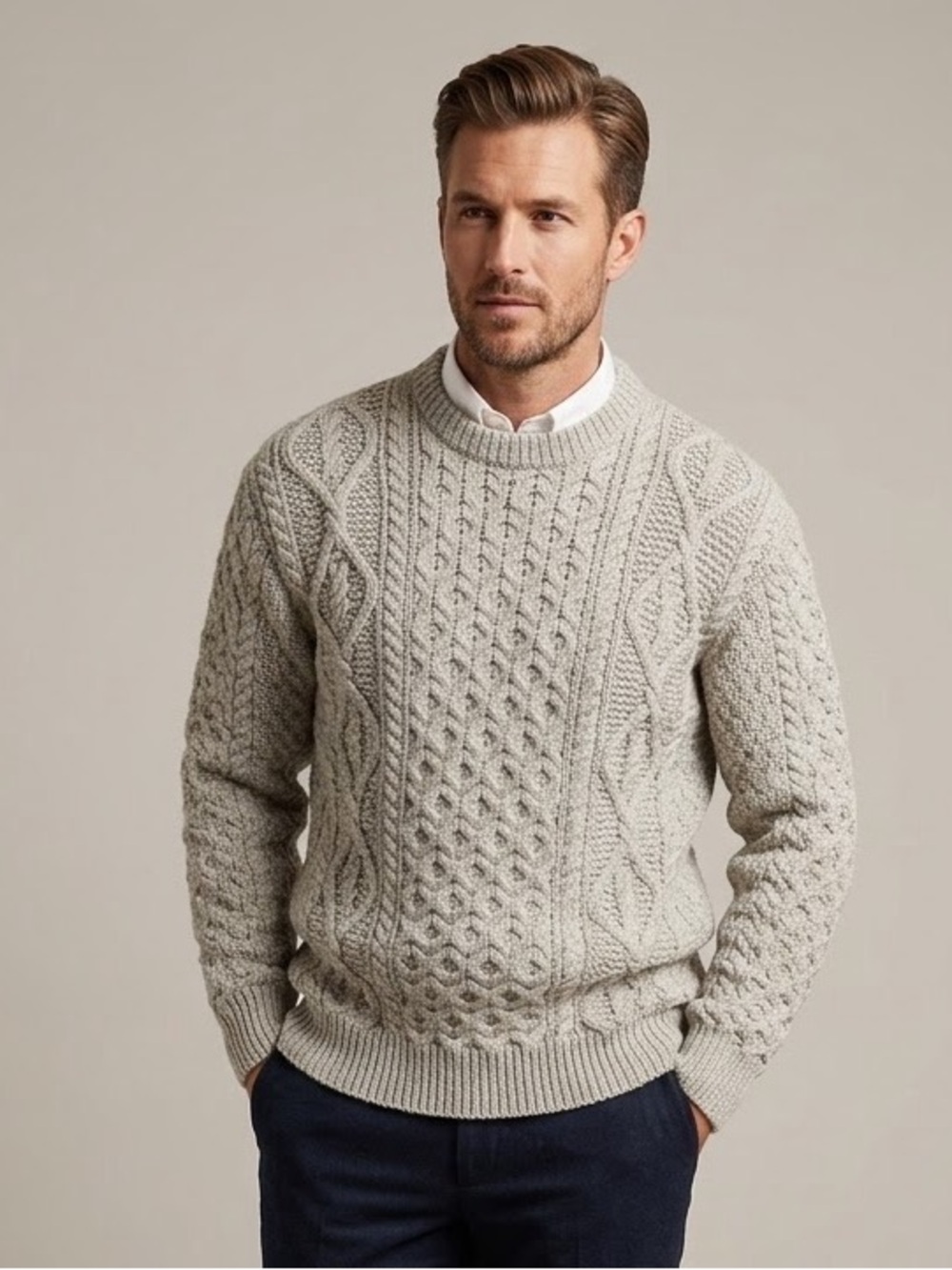 Ireland's Eye Honeycomb Stitch Blasket
Pullover 100% Virgin Wool Silver XL